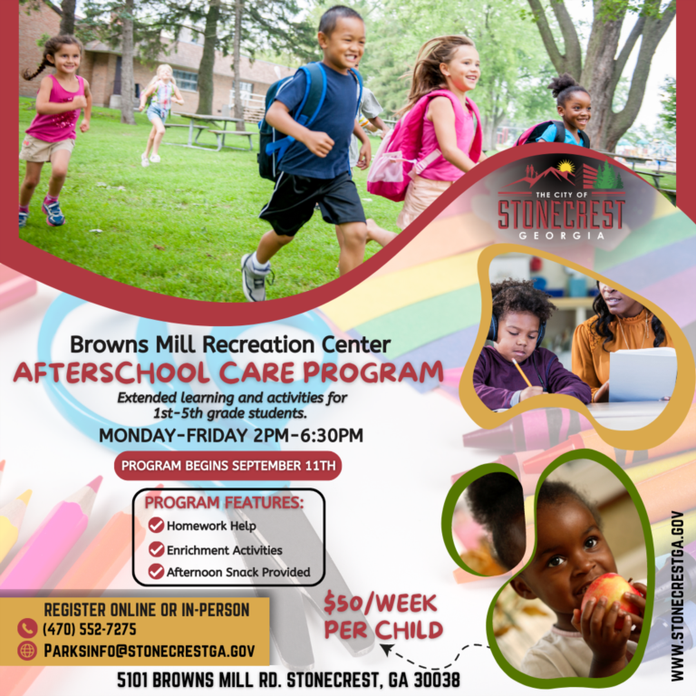Registration for Stonecrest Parks and Recreation Afterschool Care Program is Now Open!